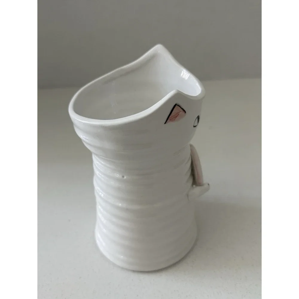 Cat White Planter Vase Ceramic Holding Hi Sign NEW‎ 6